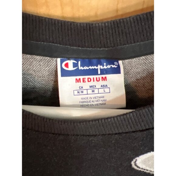 Champion Black Crewneck T-Shirt With Allover Logo Print Medium - Picture 2 of 4